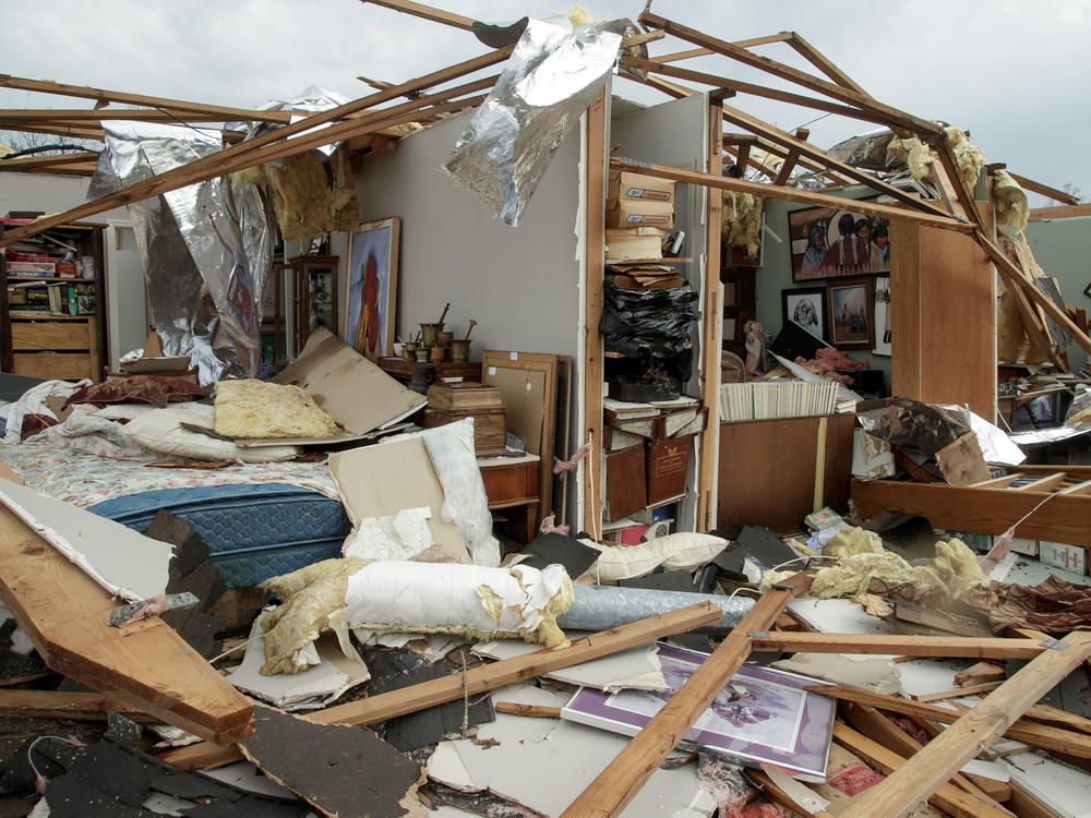 The damaged remains of the Walnut Ridge neighborhood in Little Rock on Friday.