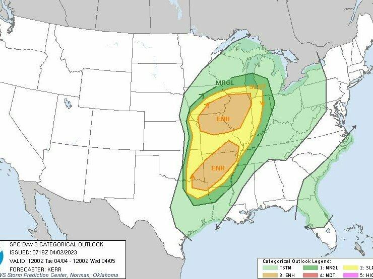 More severe weather is forecast for much of the Midwest and southern United States just days after tornadoes left devastation in many of the same communities.
