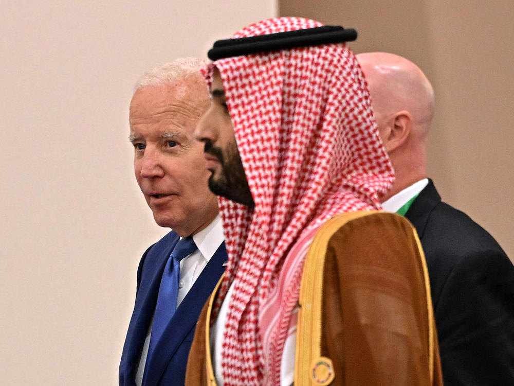 President Biden and Saudi Crown Prince Mohammed bin Salman arrive at a hotel in Saudi Arabia's Red Sea coastal city of Jeddah on July 16, 2022. Biden's visit to Saudi Arabia was controversial, and it was unfruitful after the country did not increase oil production as the U.S. had hoped for.