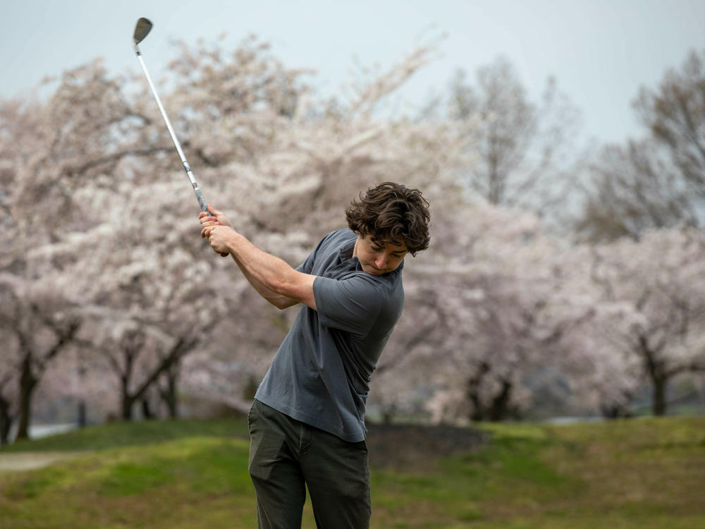 Matthew Lobel plays on the 13th hole at the East Potomac Golf Links in Washington, D.C., in March.