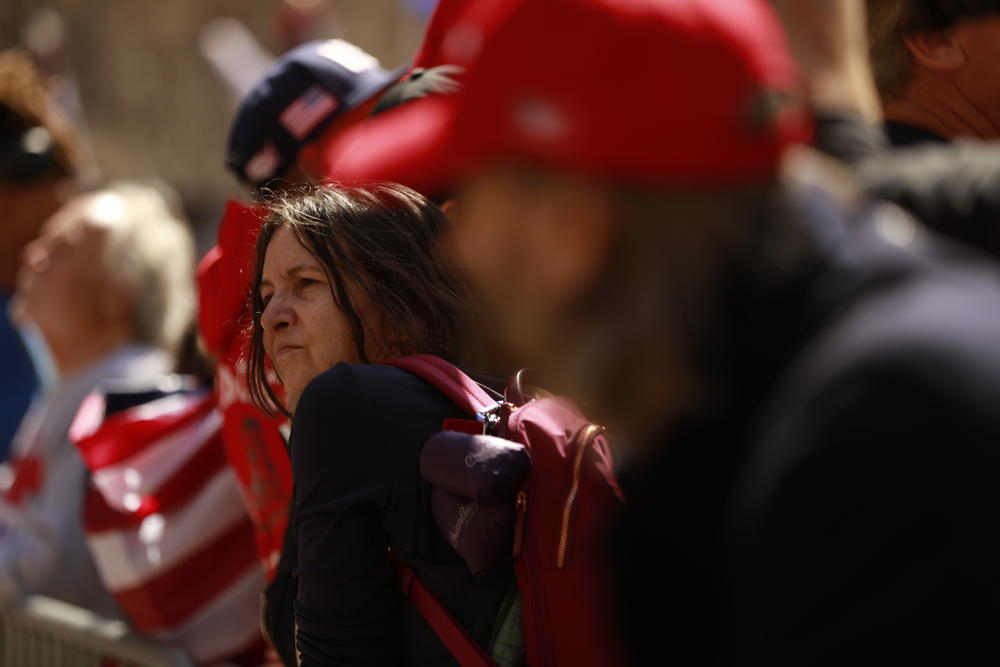 As supporters of the former president protest at Collect Pond Park, NYPD place barricades separating anti-Trump protestors from supporters on the morning of as Donald J. Trump's scheduled surrender at the Manhattan Criminal Courts Building inNew York City.