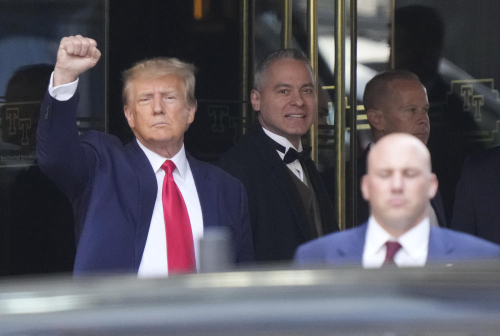 Former President Donald Trump leaves Trump Tower in New York on Tuesday, April 4, 2023.