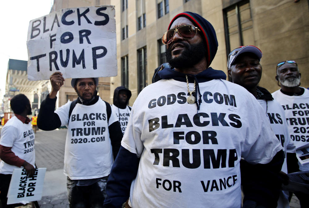 Supporters of former President Donald Trump protest outside the Manhattan District Attorney's office in New York City.