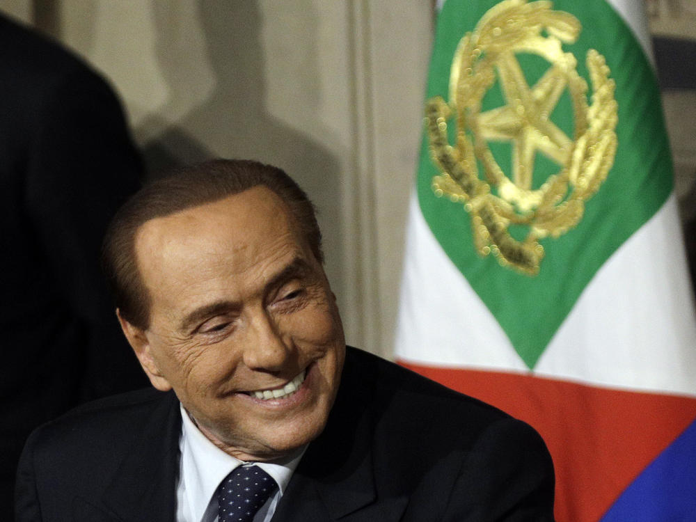 Silvio Berlusconi meets journalists at the Quirinale presidential palace in Rome in 2018.