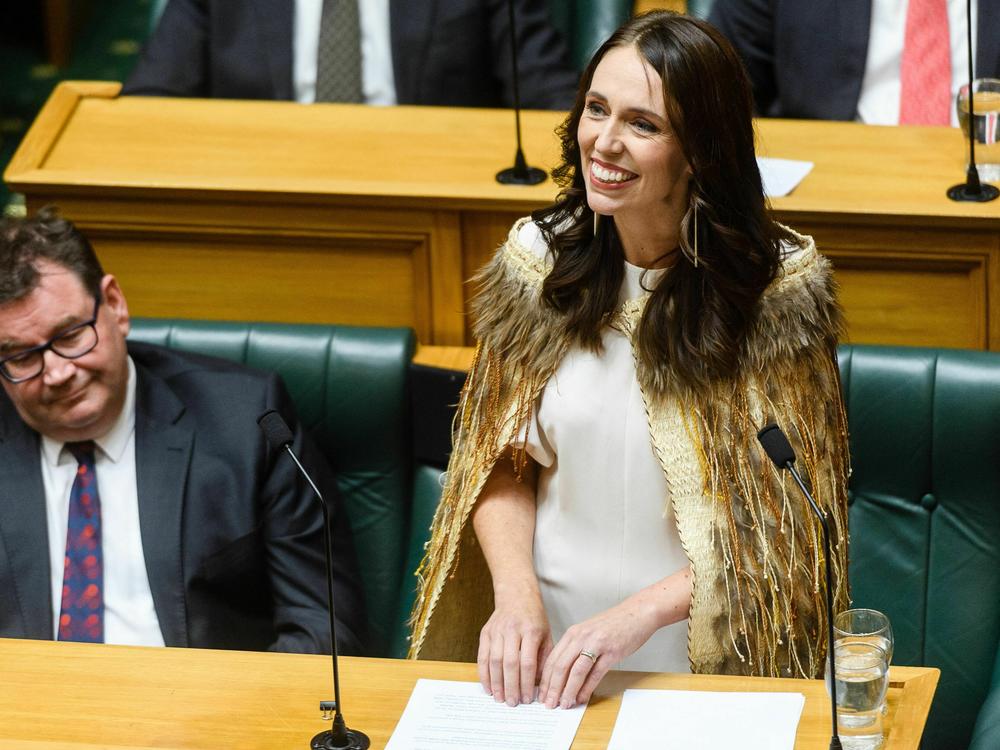 Jacinda Ardern gives her farewell speech in parliament in Wellington on April 5.