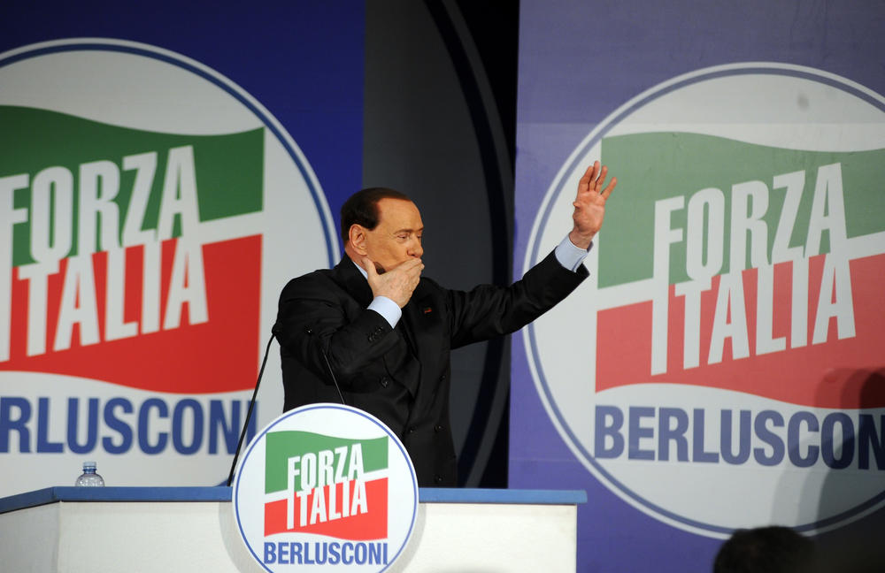 Silvio Berlusconi closes his campaign for the European elections in 2014 in Milan.