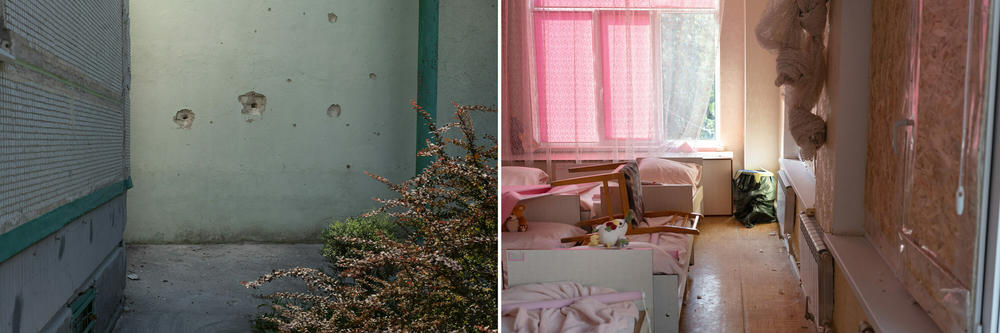 In August, Russian artillery hit the school building, shattering windows and covering classrooms in debris.