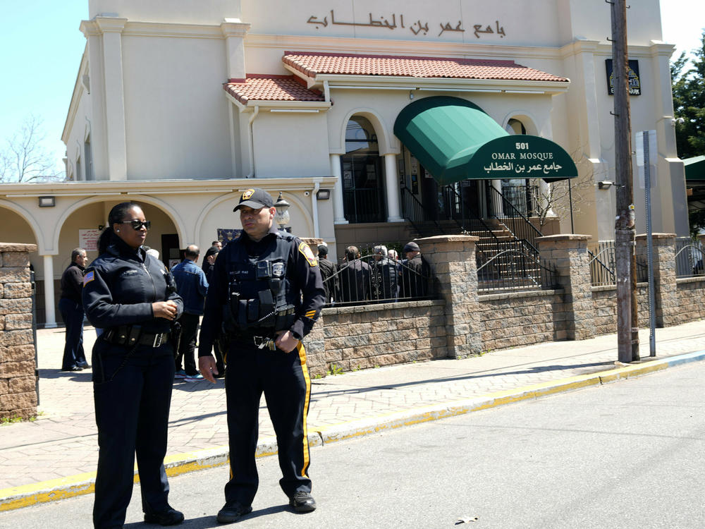 Extra security could be seen outside Omar Mosque on Sunday afternoon after an imam was stabbed there earlier in the day.