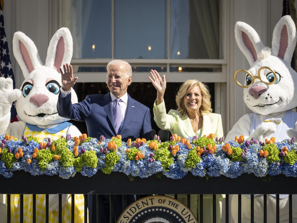 President Biden and first lady Jill Biden attend the annual Easter egg roll on the South Lawn of the White House on April 10.