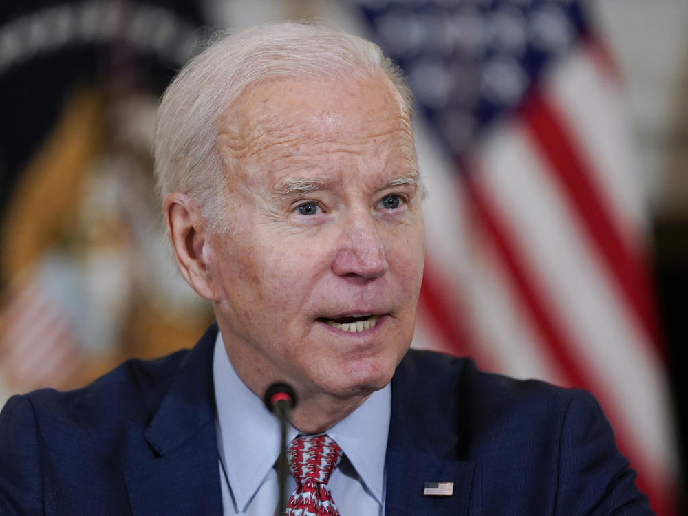 President Joe Biden speaks during a meeting with the President's Council of Advisors on Science and Technology in the State Dining Room of the White House on April 4, 2023, in Washington.