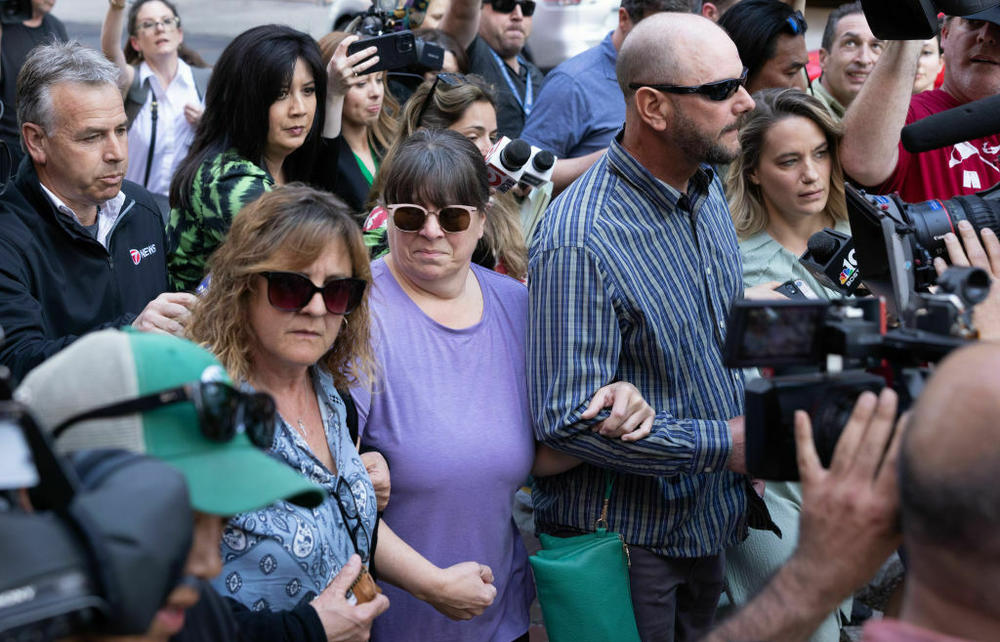 Relatives of Jack Teixeira leave the courthouse following his arraignment on Friday in Boston.