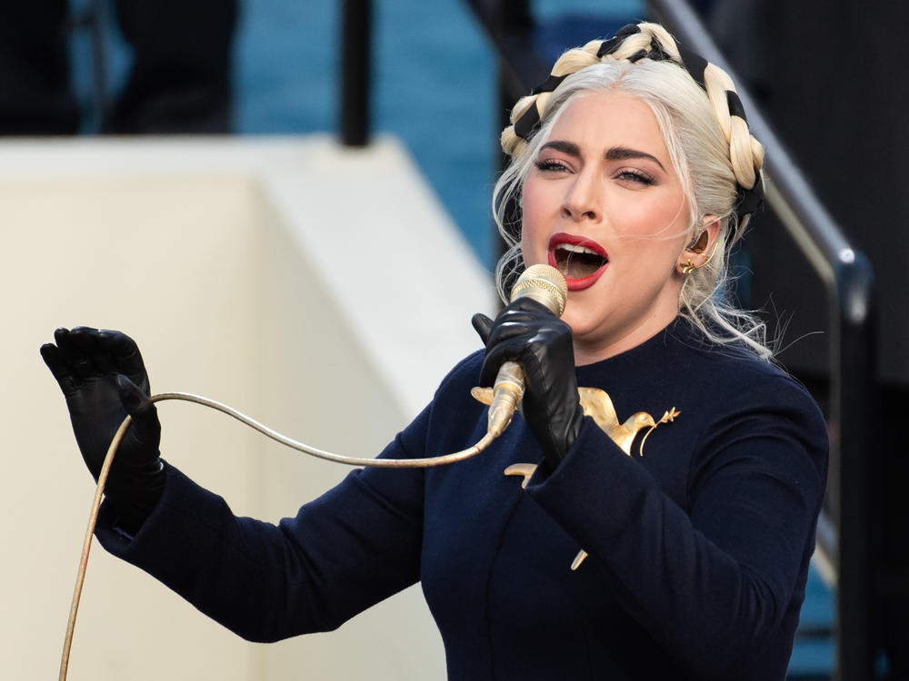Lady Gaga performs during President Biden's inauguration at the U.S. Capitol on Jan. 20, 2021. She'll co-chair Biden's arts advisory committee.