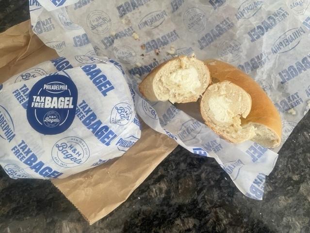 The tax free bagel from H&H Bagels injects the cream cheese inside of the bagel to avoid New York's 8% Sandwich Tax