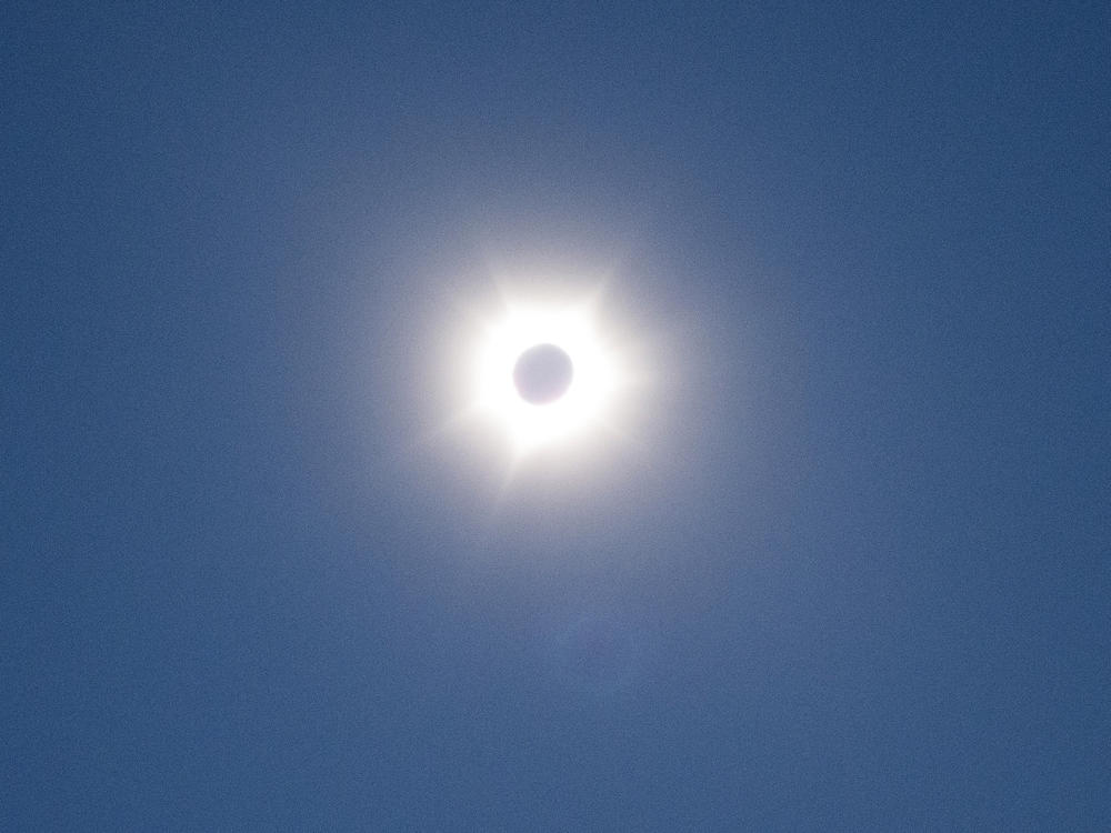 The sun and moon are photographed near Exmouth, Australia, during a solar eclipse on Thursday, April 20, 2023. The lucky few in the path of the hybrid solar eclipse will either get plunged into the darkness of a total eclipse or they'll see a 