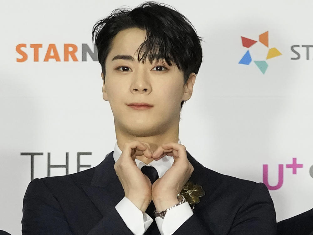 Moon Bin, a member of K-Pop group ASTRO, poses for photos on the red carpet for the 2021 Asia Artist Awards in Seoul, South Korea, Dec. 2, 2021.