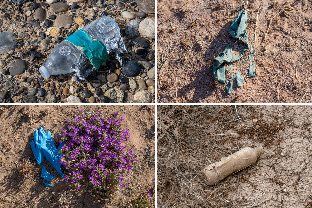 Volunteers believe water bottles and other personal items found in the area were left behind by migrants.