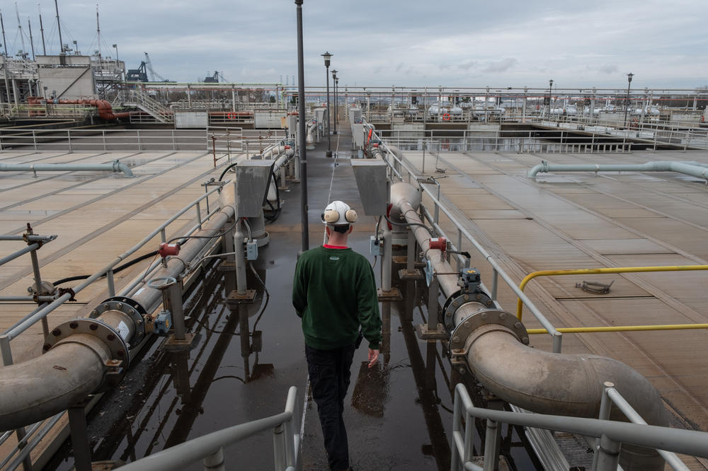A sewage treatment plant in Norfolk, Va., is one of the sites where workers collect wastewater samples to test for COVID trends in the nearby community.