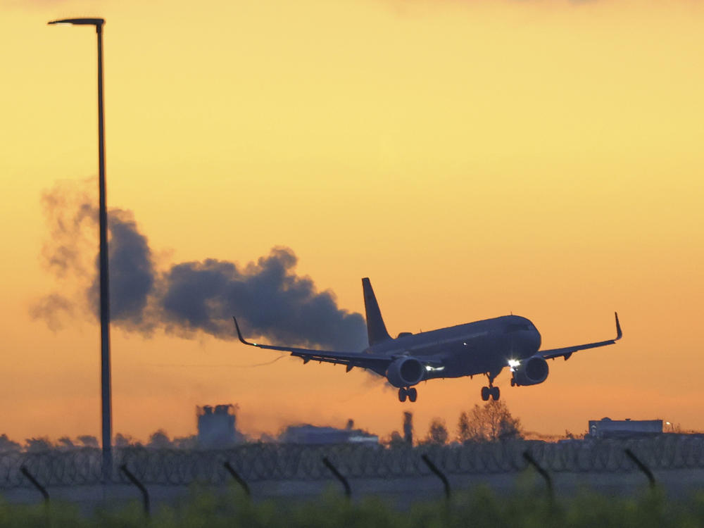 An Air Force Airbus carrying German citizens evacuated from Sudan lands at Berlin Brandenburg Airport in Schonefeld, Germany, Monday, April 24, 2023.