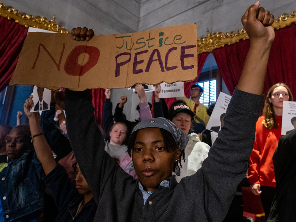 Protesters calling for gun reform laws and showing support for the three Democratic representatives. Rep. Justin Jones and Justin J. Pearson were ultimately expelled, but Rep. Gloria Johnson was saved by one vote. The two legislators were restored to the their seats. The three lawmakers were at the White House on Monday.
