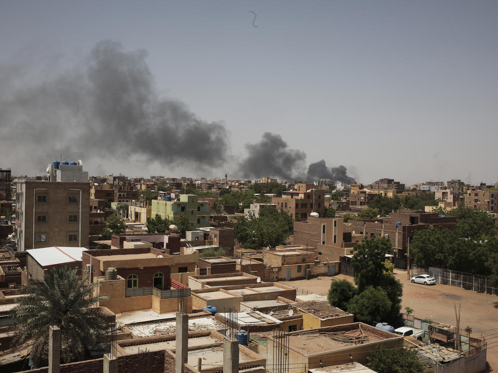 Smoke is seen in Khartoum,  April 22. The fighting in the capital between the Sudanese Army and Rapid Support Forces resumed after an internationally brokered cease-fire failed.