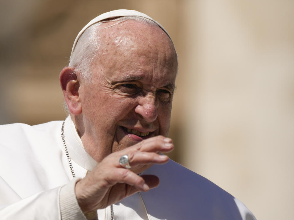 Pope Francis leaves at the end of his weekly general audience in St. Peter's Square, at the Vatican, on Wednesday.