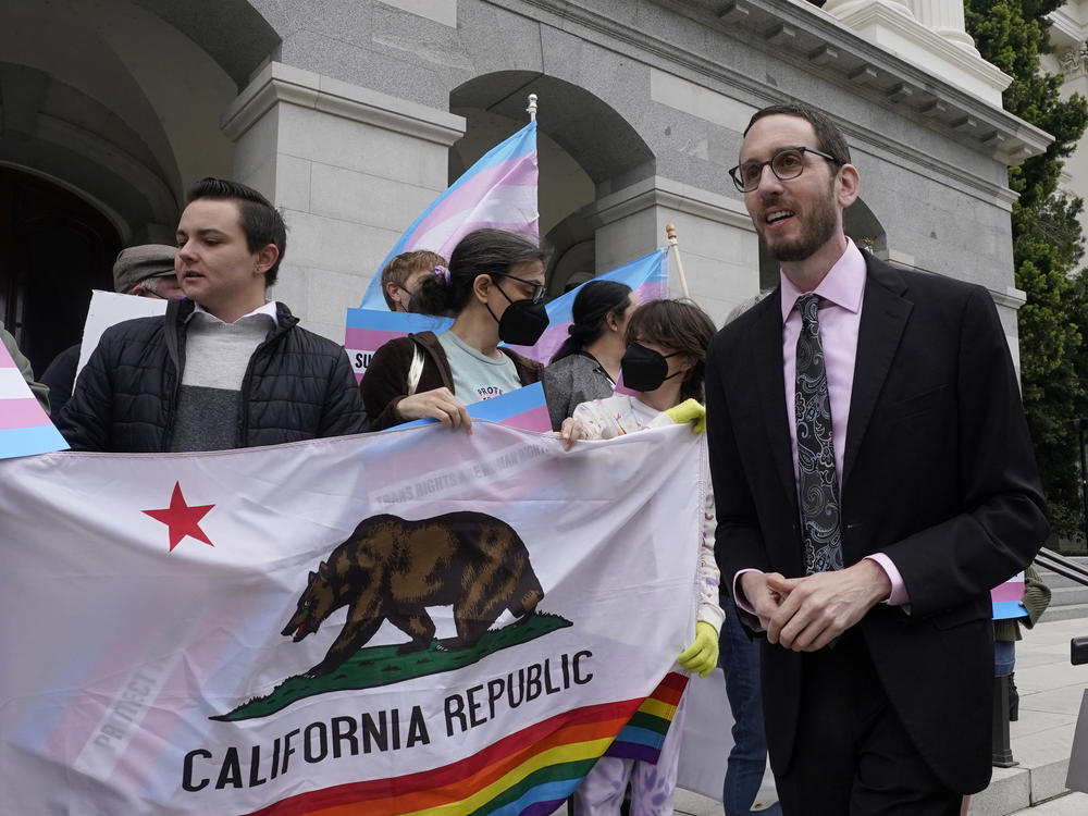 State Sen. Scott Wiener, D-San Francisco is shown ahead of a news conference in Sacramento, Calif., last month. San Francisco is repealing a ban on city-funded travel to 30 states that it says restrict abortion, voting and LGBTQ rights after determining the boycott is doing more harm than good. Wiener, who authored the original ban, agreed that the measure hadn't produced the intended results.
