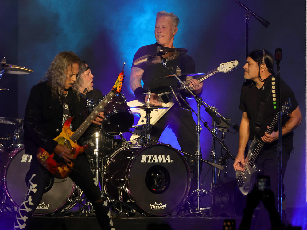 Metallica perform at Allegiant Stadium in February 2022 in Las Vegas.
