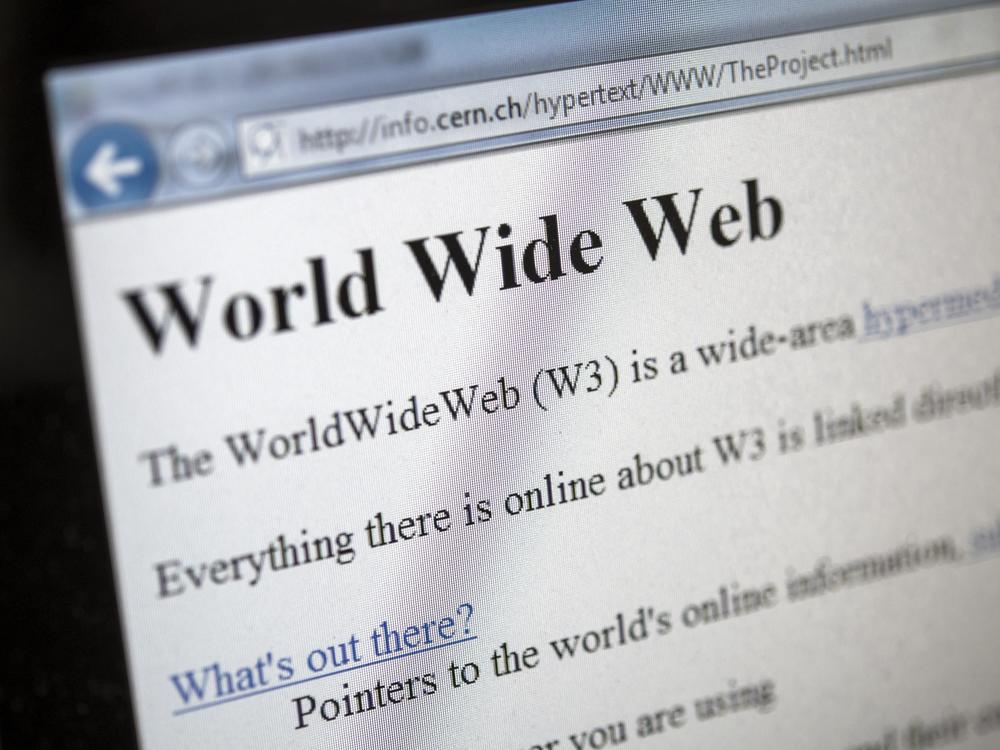 This was the world's first web page. Thirty years ago, the World Wide Web entered the public domain.