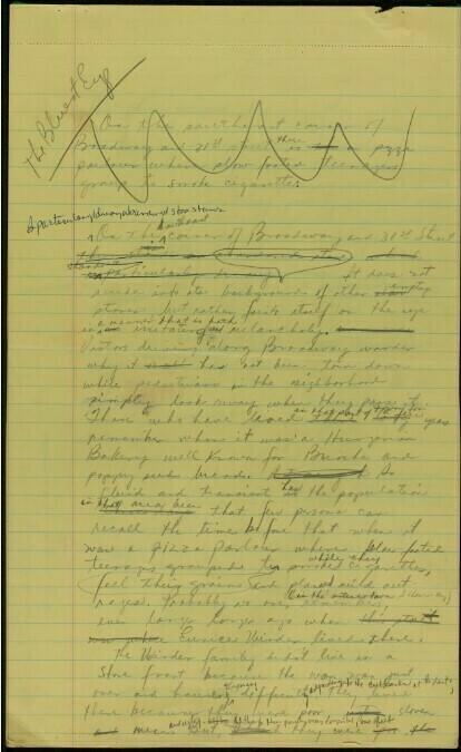 A handwritten manuscript page from <em>The Bluest Eye. Toni Morrison Papers, Special Collections, Princeton University Library.</em>