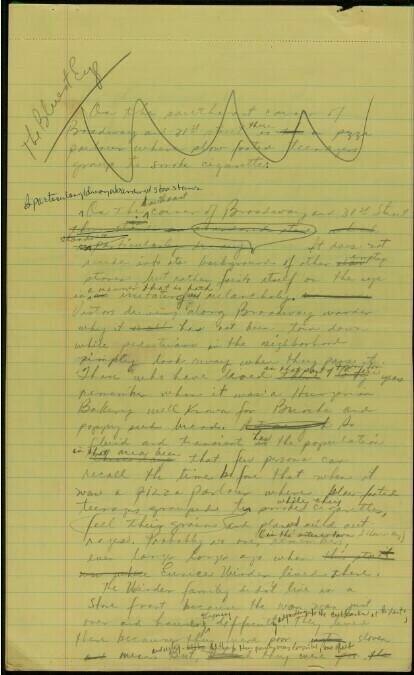 A handwritten manuscript page from <em>The Bluest Eye. Toni Morrison Papers, Special Collections, Princeton University Library.</em>