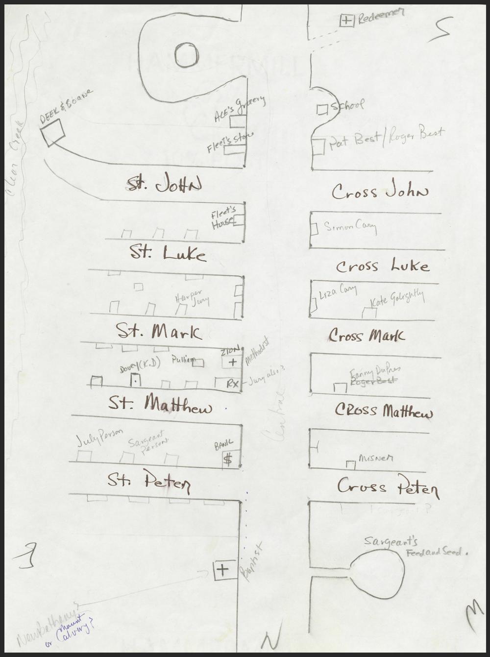 <em>Paradise</em> visual schematic. <em>Toni Morrison Papers, Special Collections, Princeton University Library</em>