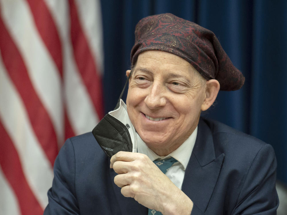 Rep. Jamie Raskin, D-Md., participates in a House Oversight and Accountability Committee hearing on March 29. On Thursday, he announced a preliminary diagnosis that his cancer is in remission after treatments.