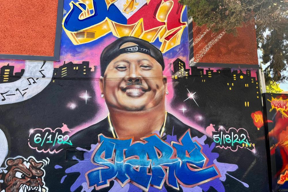 A street mural honors the life of Artgel 