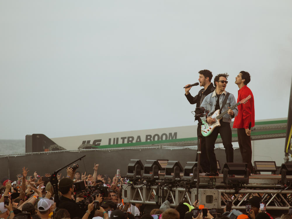 Jonas Brothers perform on the Solar stage at Something In The Water festival.