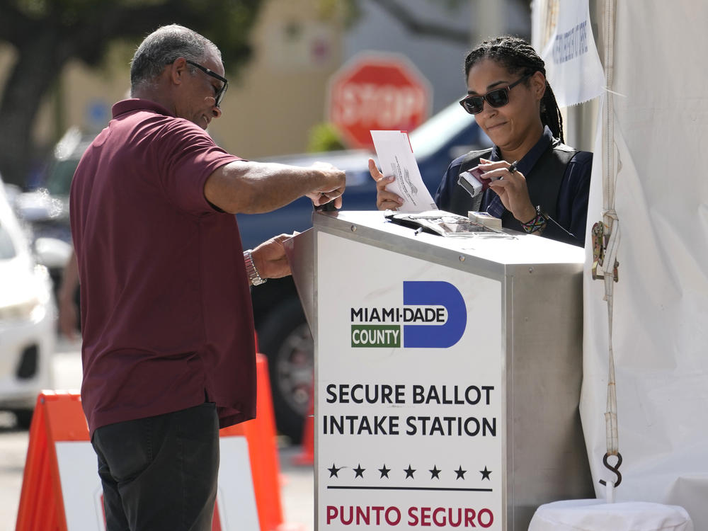 Employees of the Miami-Dade County Elections Department process vote-by-mail ballots for the midterm elections in November 2022 in Miami.