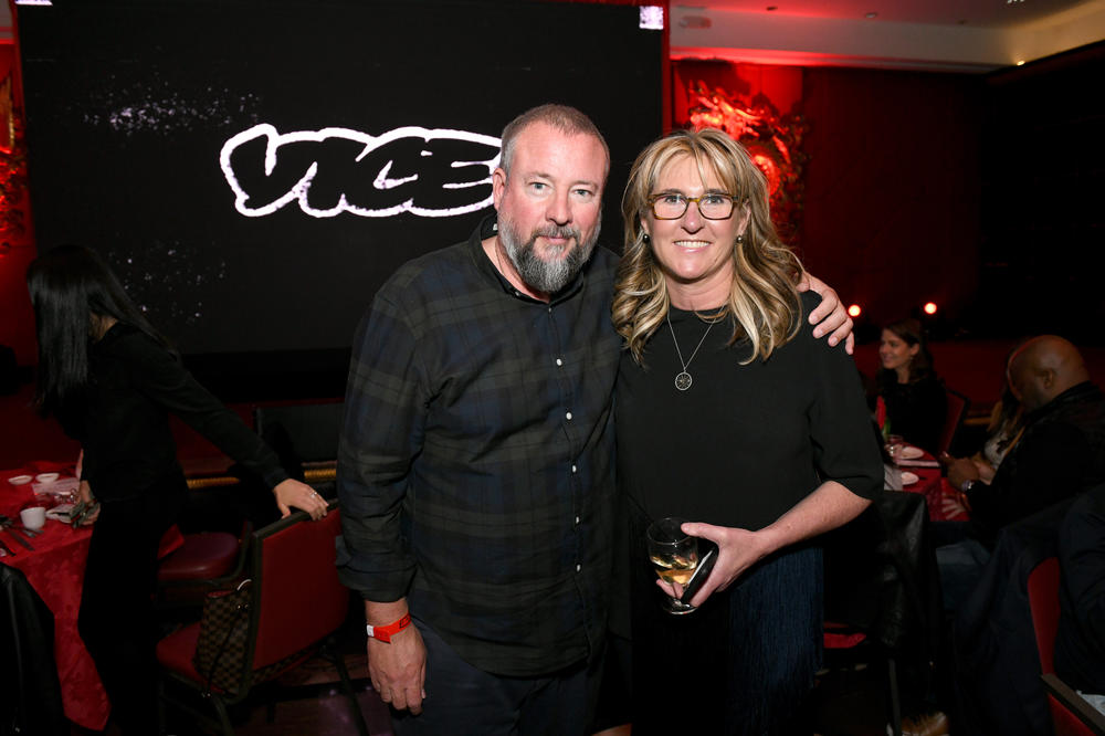 Vice co-founder Shane Smith and CEO Nancy Dubuc on May 1, 2019 in New York. Dubuc succeeded Smith as CEO in 2018 following allegations of sexual harassment in the newsroom.