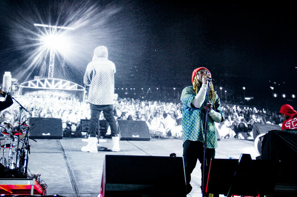 Lil Wayne performs on the Lunar stage at Something In The Water festival.