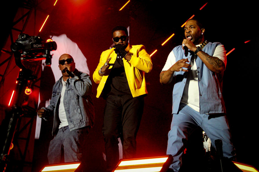 Spliff Star, Diddy and Busta Rhymes perform on Solar stage at Something In The Water festival.