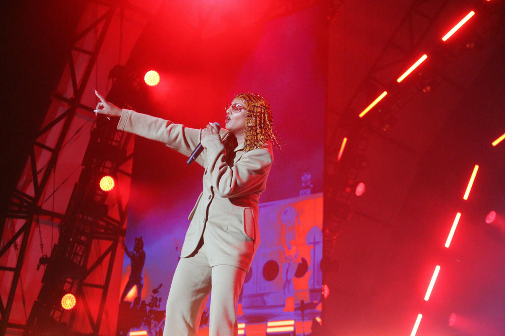 M.I.A. performs on Solar stage at Something In The Water festival.