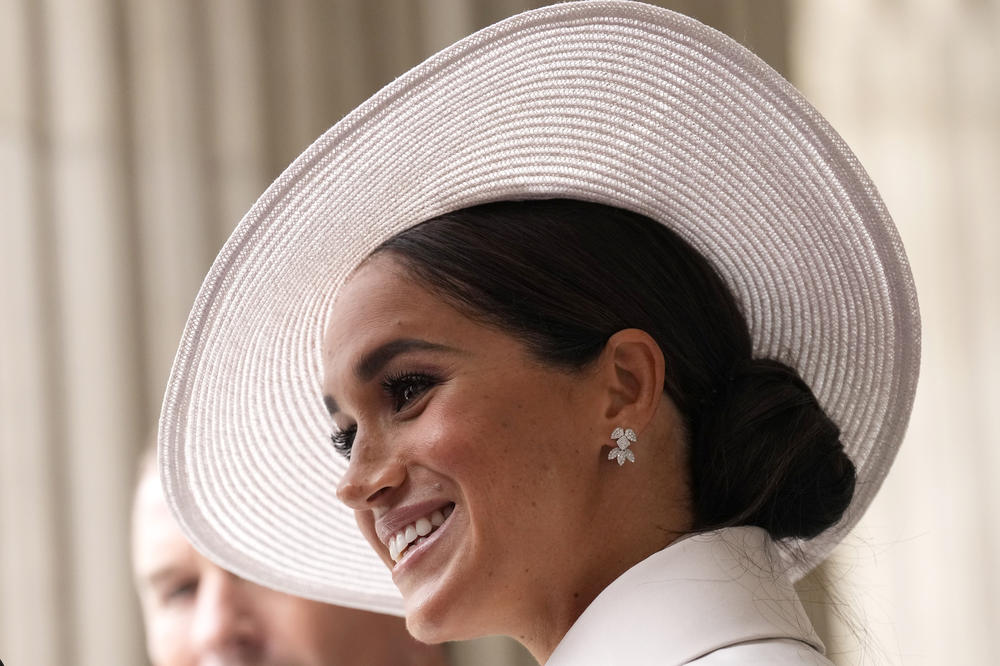 Meghan, Duchess of Sussex, is seen in London on June 3, 2022, during celebrations to mark the Platinum Jubilee of Queen Elizabeth II. The wife of Prince Harry is not expected to be seen at Charles' coronation.
