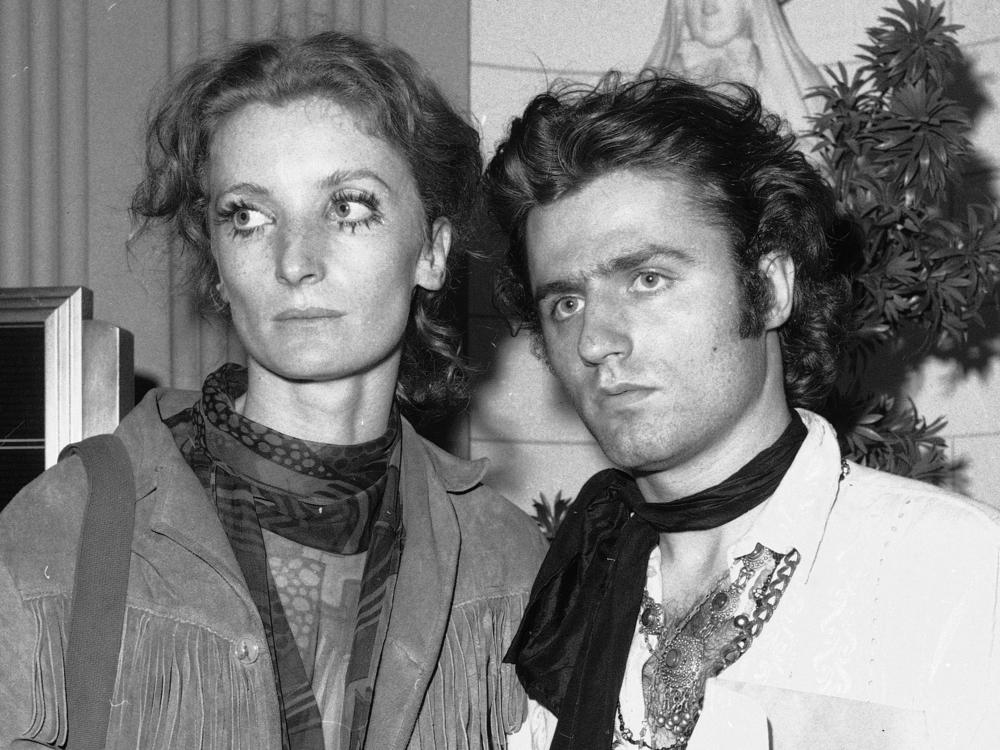 Viva, left, stands with actor Gerard Malanga in the waiting room of Columbus Hospital in New York on June 3, 1968, the day Andy Warhol was shot.