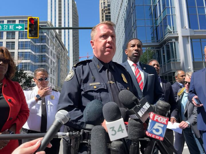 Atlanta Police Chief Darin Schierbaum briefs the press on the investigation of the shooting in the city and the manhunt for the suspected gunman.