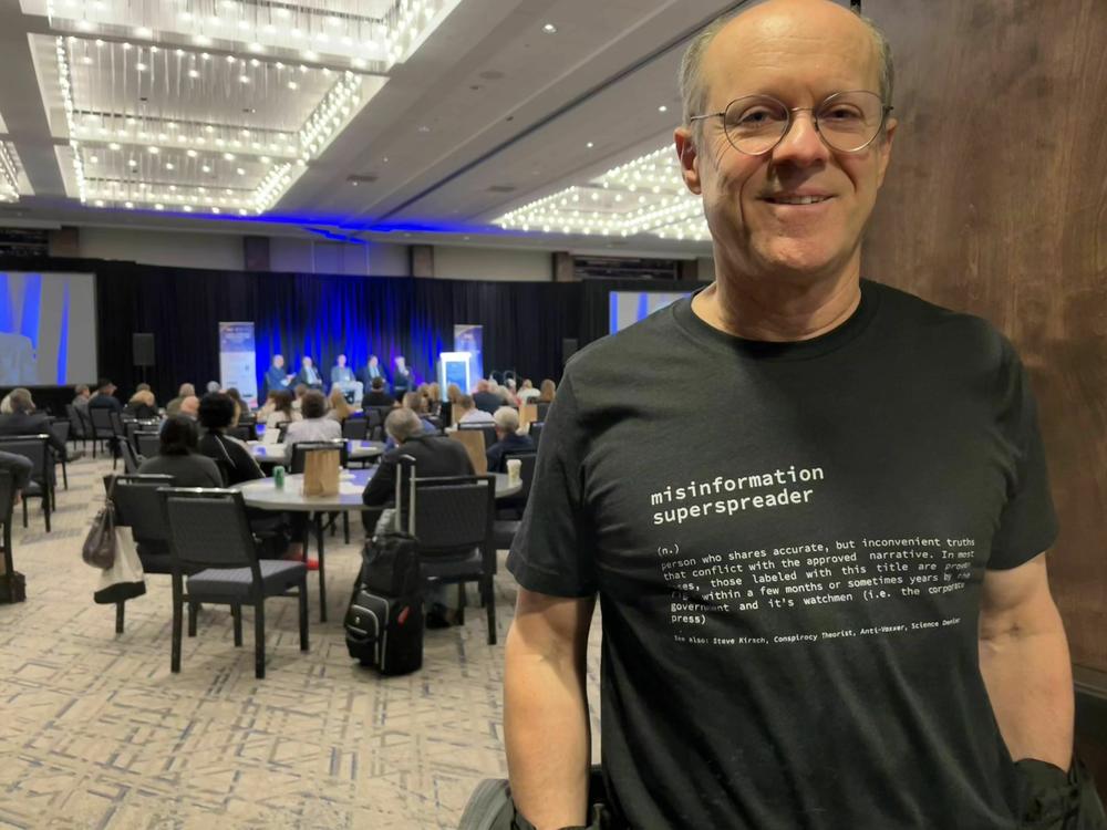 Steve Kirsch, a tech entrepreneur turned anti-vaccine activist, at a conference in Atlanta for future COVID and vaccine-related litigation that he helped organize and fund.