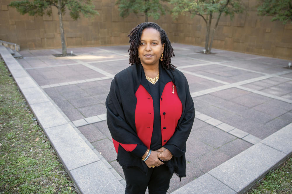 Queen Titile Keskessa poses during an interview on Feb. 13 in Memphis, Tenn. Keskessa moved from Ethiopia to the U.S. at 15 and quickly realized that the racial landscape in the two countries would be quite different.