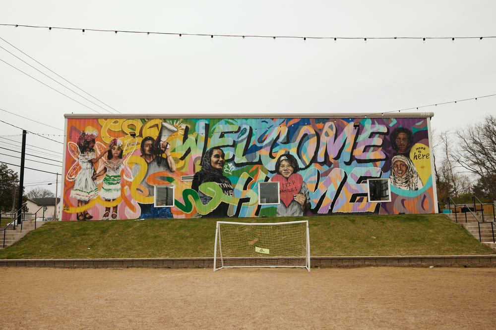 The Tennessee Immigrant & Refugee Rights Coalition (TIRRC) is one of the largest nonprofits serving the state's immigrant communities. Murals decorating the building read 