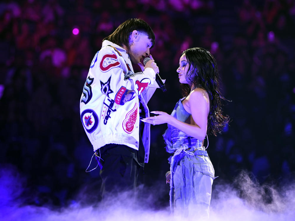 Peso Pluma and Becky G performed their hit single, <em>Chanel, </em>during the 2023 Latin American Music Awards at MGM Grand Garden Arena on April 20, in Las Vegas.
