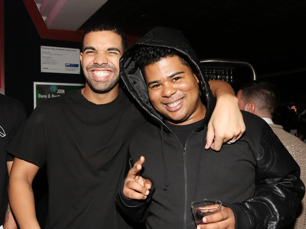 Drake and Makonnen celebrate during the former's 2014 birthday party at Dave & Buster's in Times Square, New York.