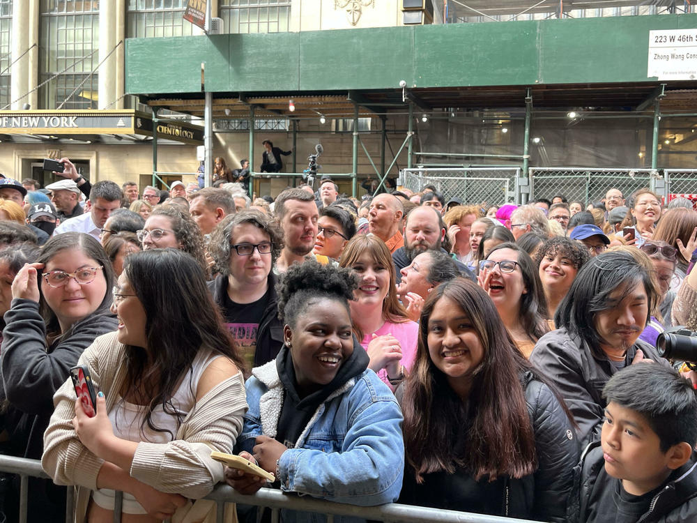 The crowd- some of whom had been waiting for four hours - was so excited they sometimes drowned out the performers.