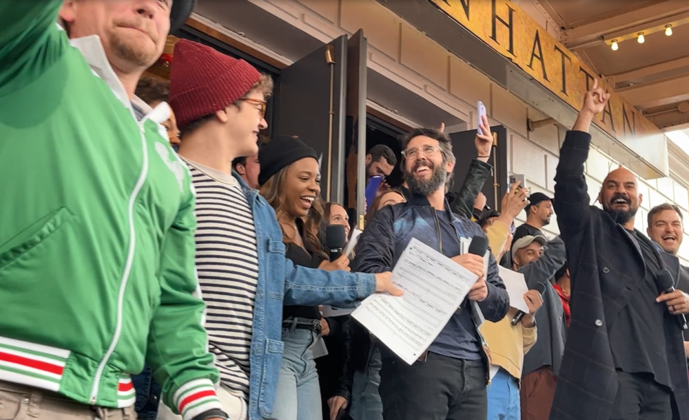 Josh Groban and the combined casts of <em>Hamilton</em> and <em>Sweeney Todd</em>.