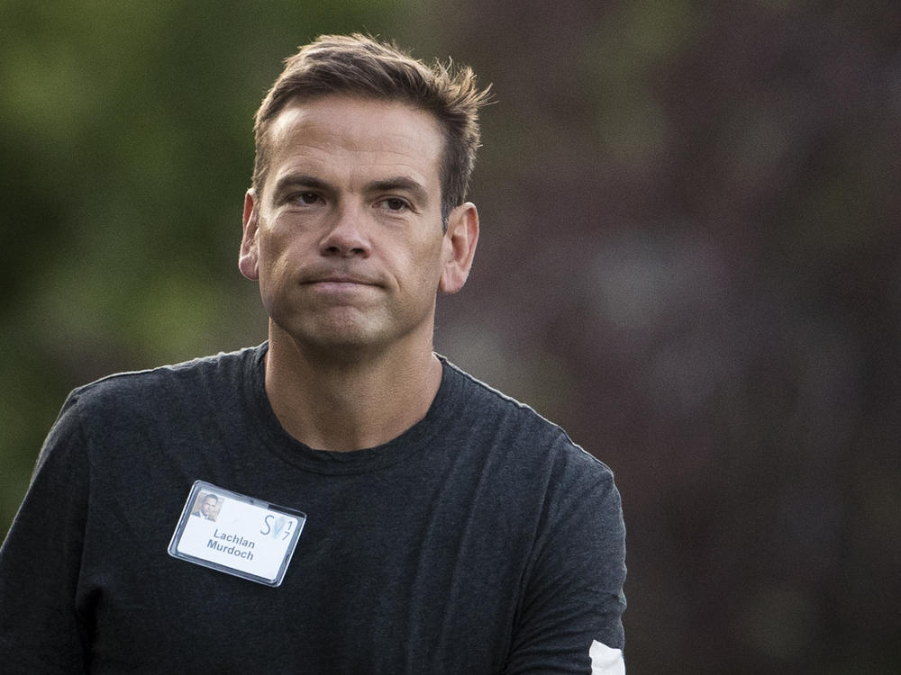 Fox Corp. executive chairman and CEO Lachlan Murdoch did not apologize for Fox News' broadcasts of false claims of election fraud that led to its $787.5 million settlement with Dominion Voting Systems when he addressed investors on Tuesday. He's shown here at a Sun Valley, Idaho, conference in 2017.